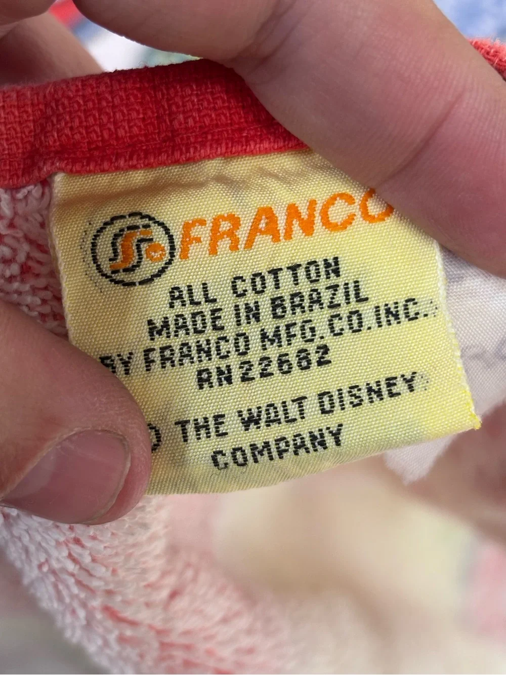 Vintage Franco Disney Cotton Beach Towel in Red, Yellow, Blue